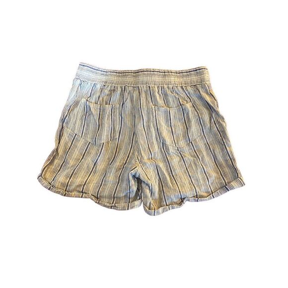 Per Se women’s khaki, blue and white striped linen blend shorts, size small - Picture 3 of 4